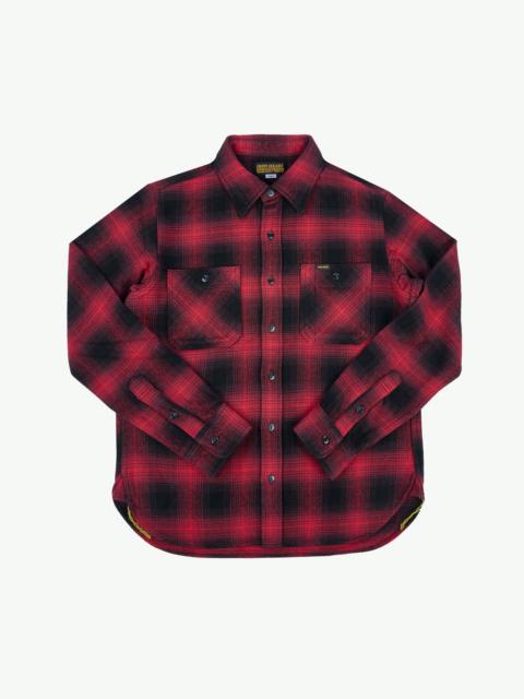 IHSH-265-RED Ultra Heavy Flannel Ombré Check Work Shirt - Red/Black