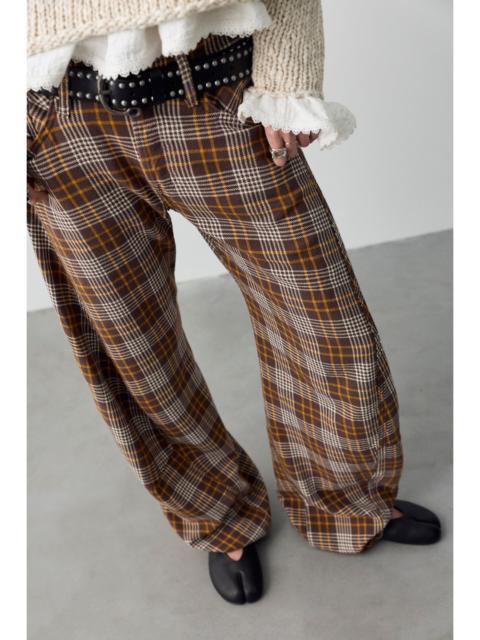 FREE PEOPLE We The Free Fable Plaid Low-Rise Twisted Bowed Jeans