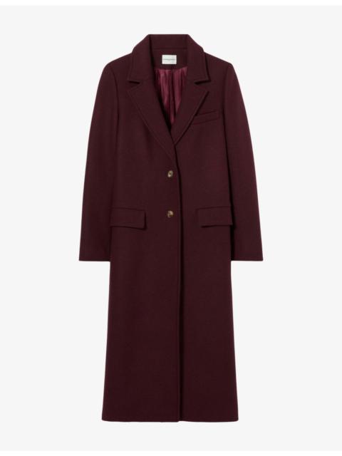 Claudie Pierlot Side-Pocket Longline Wool-Blend Coat