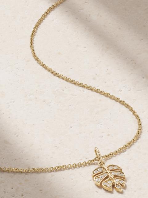 SYDNEY EVAN Small Monstera Leaf 14-karat Gold Diamond Necklace