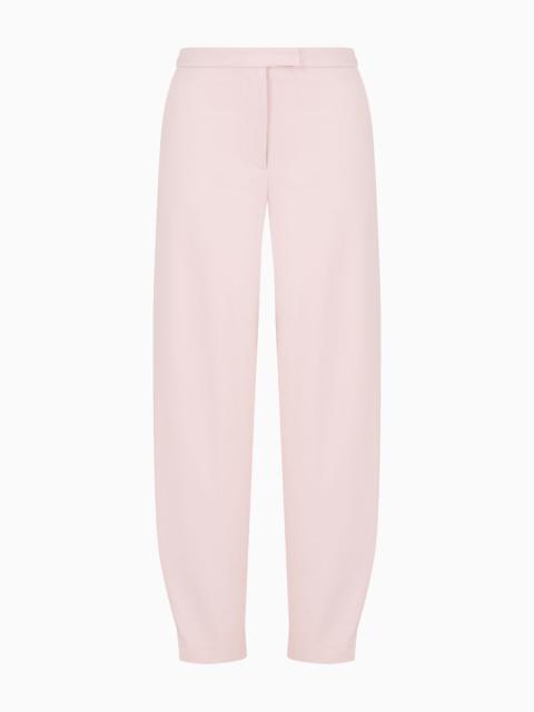 Stretch Milano-stitch fabric trousers with narrow hem