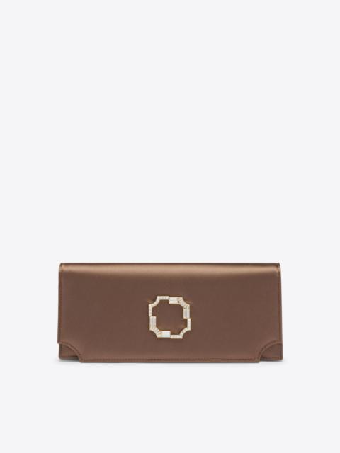 MALONE SOULIERS Vivien Taupe Satin Clutch Bag