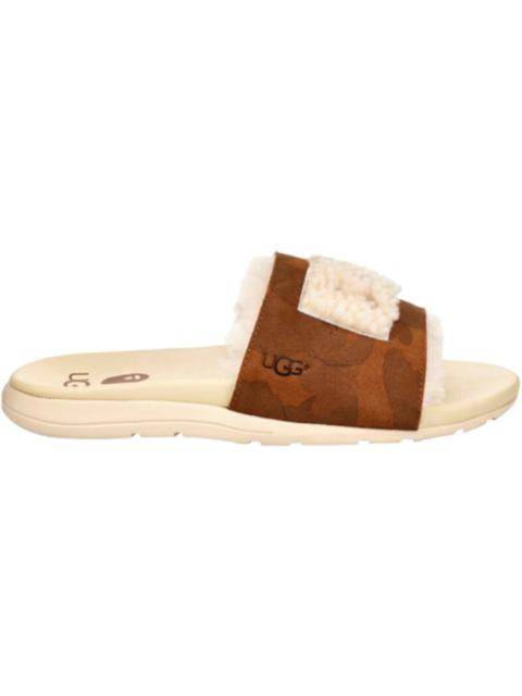 A BATHING APE® UGG Xavier Fur Logo Slide A Bathing Ape Chestnut