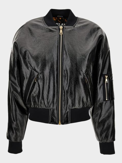 VERSACE JEANS COUTURE Faux Leather Bomber Jacket