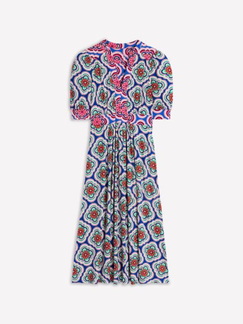BODEN Lily Jersey Midi Tea Dress-Bright Blue, Botanic Blush