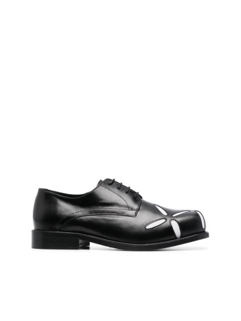 Slashed square-toe Derby shoes