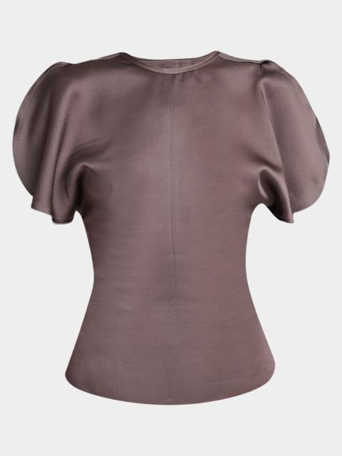 Victoria Beckham Draped Split-Sleeve Satin Blouse