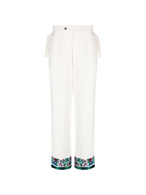 embroidered-hem detail trousers