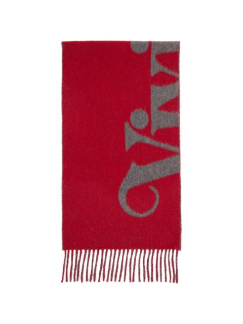 Vivienne Westwood Red & Gray Wool Logo Scarf