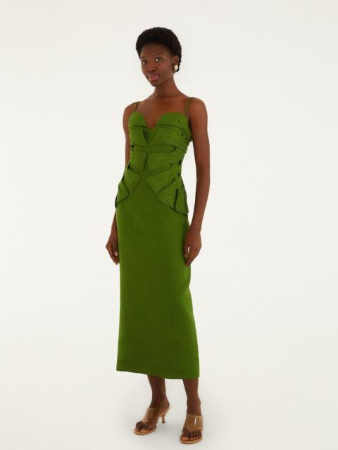 FARM RIO Green Monstera Leaf Sleeveless Maxi Dress Red Sleeveless Euroflax