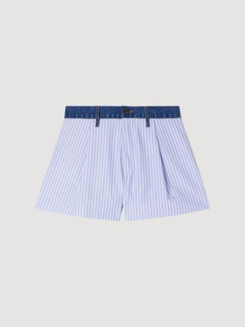 Sandro STRIPED SHORTS WITH DENIM DETAILS