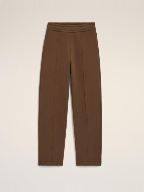 AMI Paris BROWN COTTON TRACK PANTS WITH EMBOSSED AMI DE COEUR