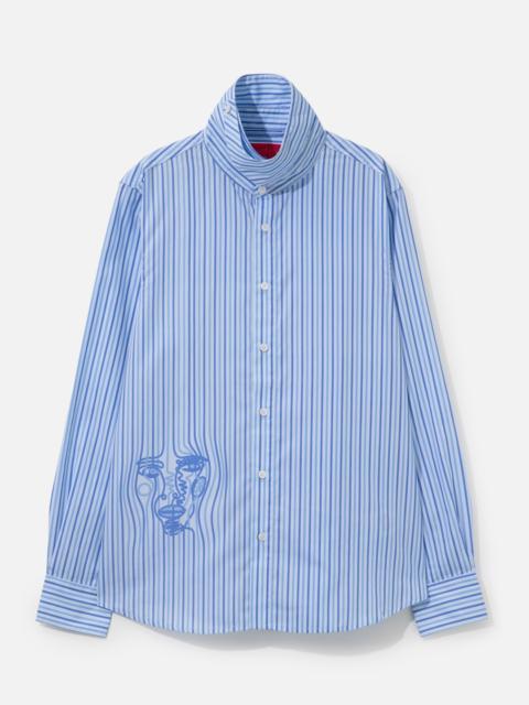 KidSuper STRIPED FACE BUTTON UP SHIRT