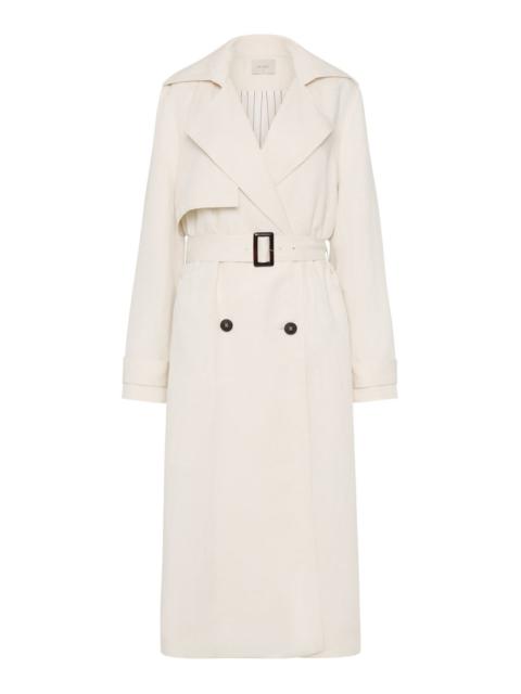 Relaxed Tencel-Linen Trench Coat off-white