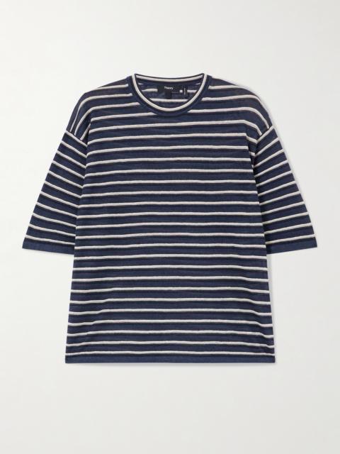Theory Striped Linen-blend T-shirt