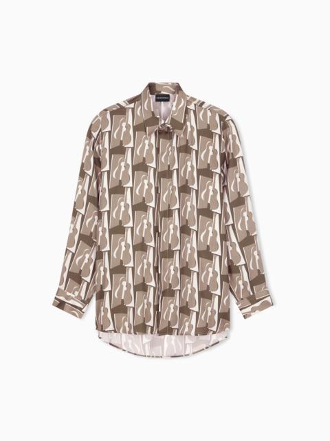 EMPORIO ARMANI PRINTED SHIRT WITH A CLASSIC COLLAR AND ABSTRACT PATTERN