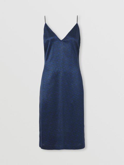 Burberry Monogram Print Silk Satin Slip Dress