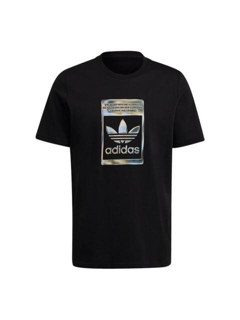 adidas originals Camo Infill Tee Logo Sports Short Sleeve Men's Black/Multi-Color H13502