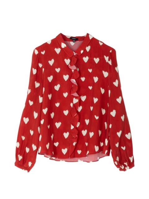 R13 heart print ruffle blouse