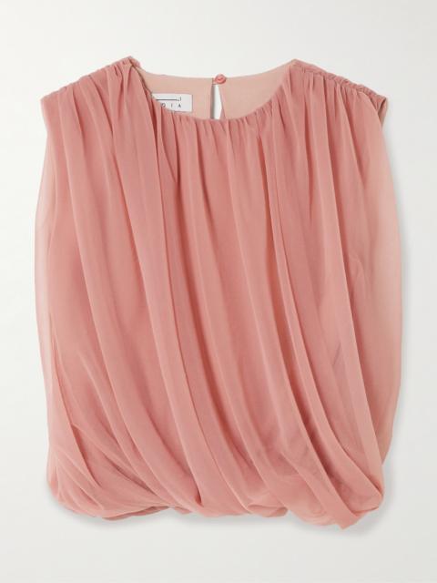 ABADIA Gathered Chiffon Top