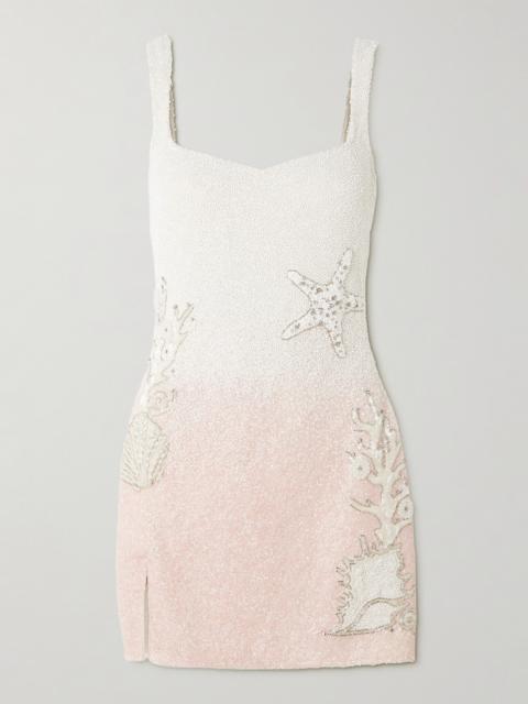 CLIO PEPPIATT Seashell Crystal-embellished Beaded Tulle Mini Dress