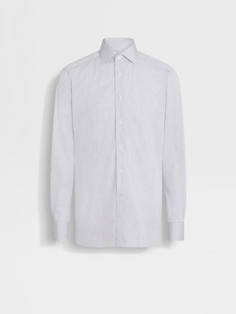 ZEGNA WHITE AND NAVY BLUE MICRO-CHECKED CENTOVENTIMILA COTTON SHIRT