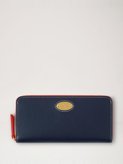 Mulberry Mulberry Plaque 8 Credit Card Zip Purse Night Sky & Coral Orange Small Classic Grain