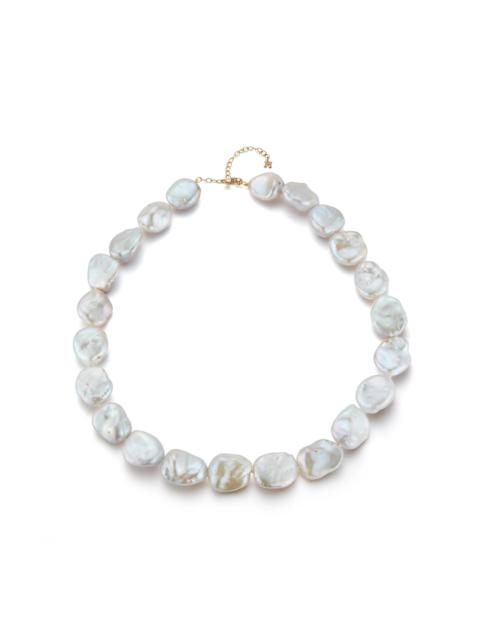 14K Yellow Gold Baroque Pearl Bracelet white