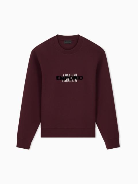 EMPORIO ARMANI DOUBLE JERSEY SWEATSHIRT WITH CONTRASTING LOGO