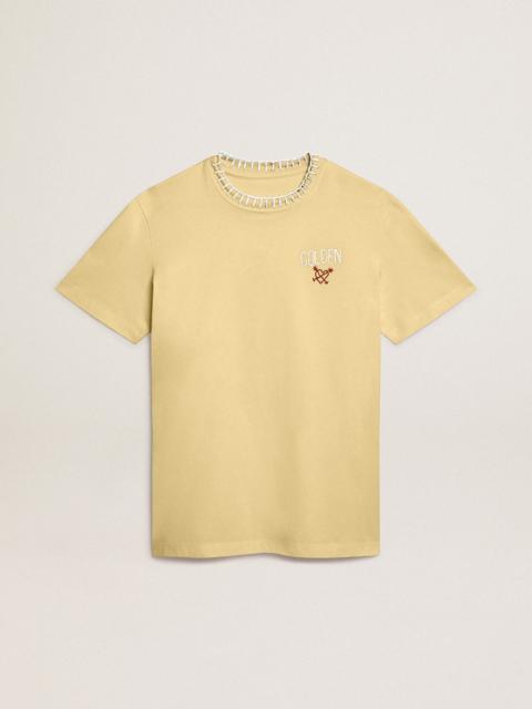 Golden Goose Women's T-shirt in cotton jersey with embroidery on the neck and heart