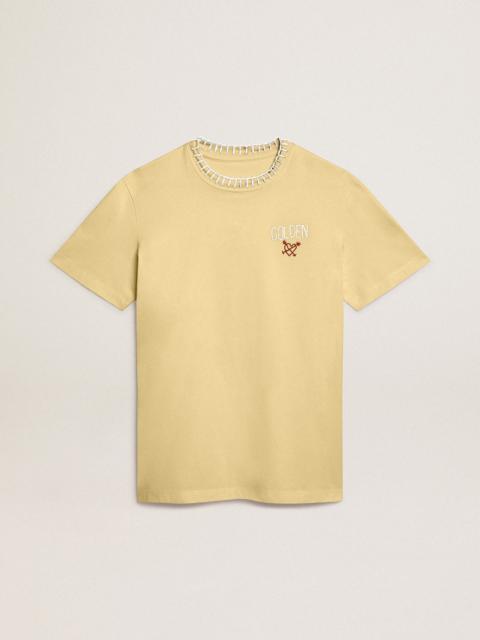 Women's T-shirt in cotton jersey with embroidery on the neck and heart