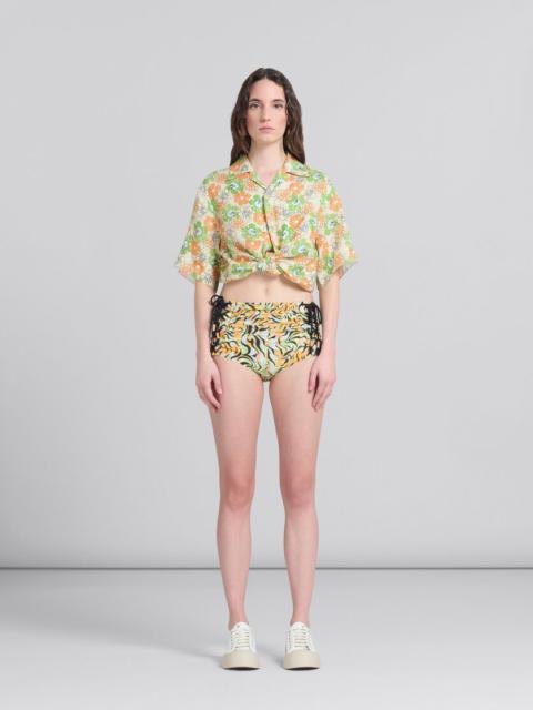 Marni ORANGE AND GREEN PRINTED ORGANIC POPLIN HOT PANTS