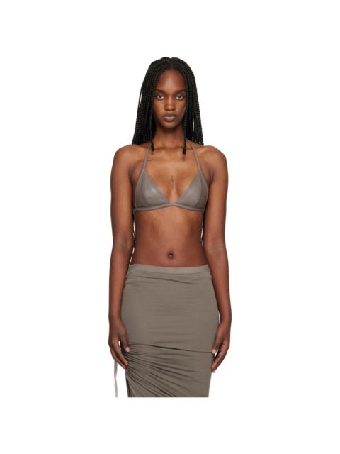 Rick Owens Gray Temple Waxy Lamb Leather Bra
