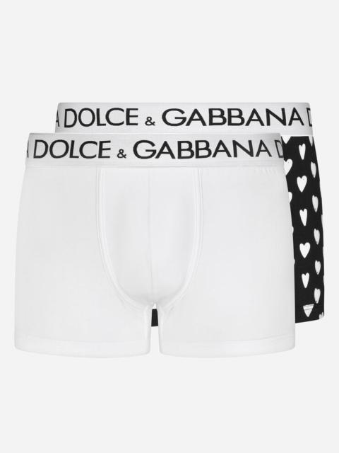 Dolce & Gabbana Two-pack solid-color and printed stretch cotton boxers