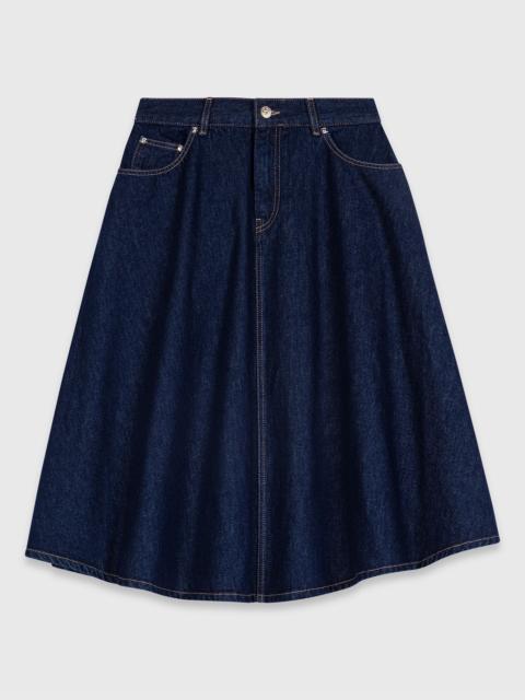 maje Mid-length flared denim skirt