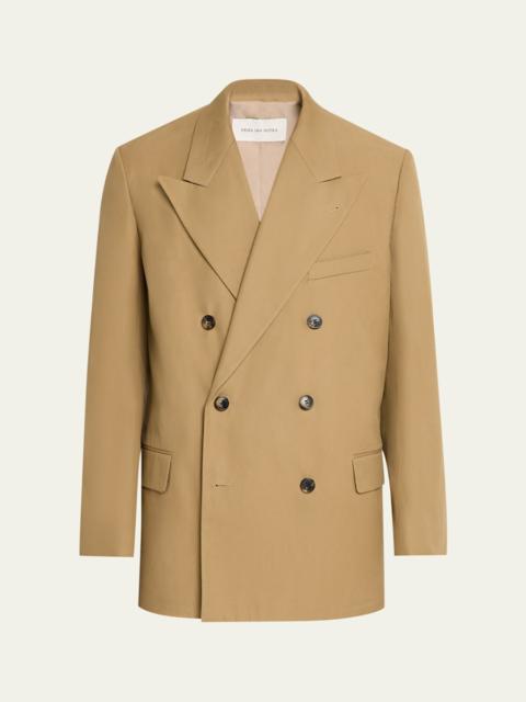 Dries Van Noten Men's Cotton Peak Lapel Double-Breasted Sport Coat