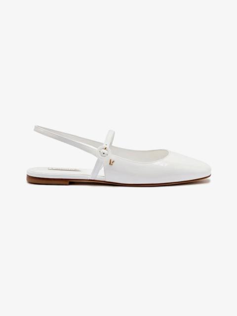 Larroudé Georgina Ballet Flat In White Patent Leather