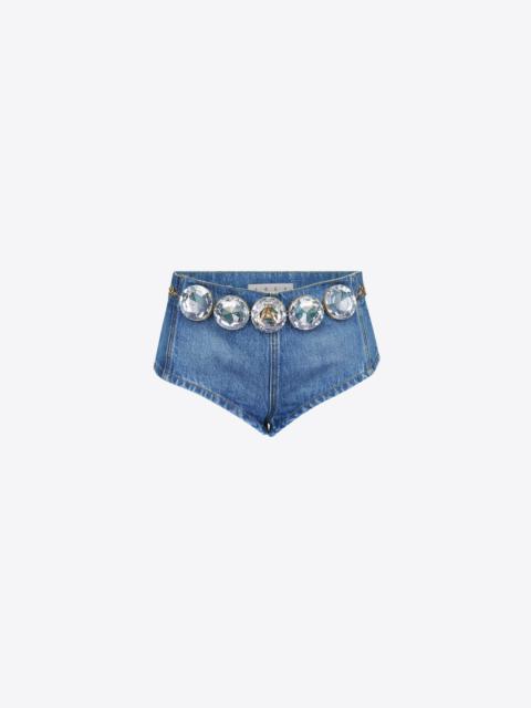 AREA JUMBO CRYSTAL DENIM HOT SHORT