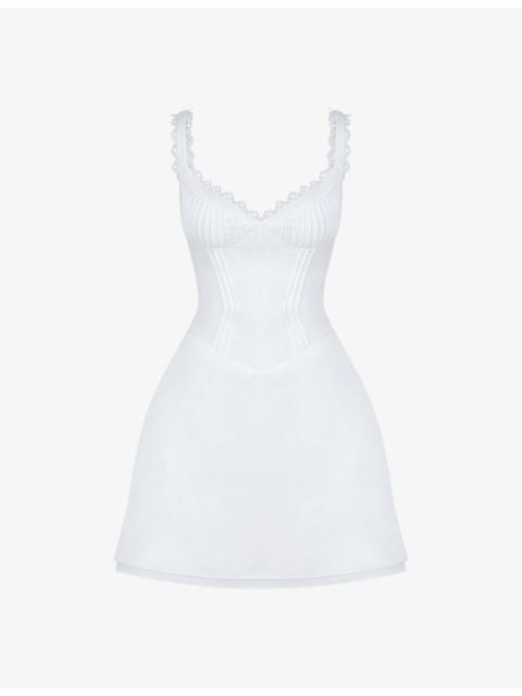 House of CB Tilly pin-tuck woven mini dress