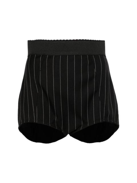 high-waisted pinstripe shorts