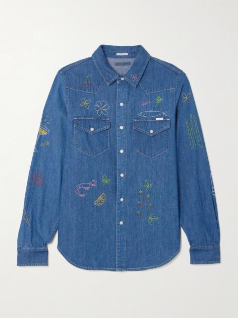 MOTHER All My Eyes Embroidered Denim Shirt