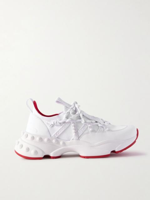 Christian Louboutin Trailrun studded mesh, leather and neoprene sneakers White