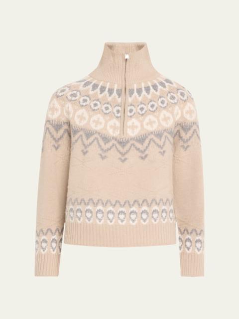 SIMKHAI Eliah Half-Zip Wool-Cashmere Pullover