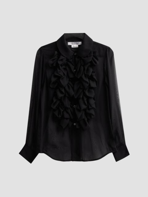 Comme Des Garçons Women's Georgette Ruffle Sheer Blouse - Black