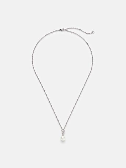 MIKIMOTO 18kt white gold necklace with pearls and diamonds
