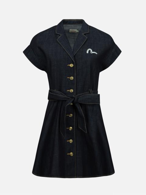 EVISU SEAGULL EMBROIDERY DENIM SHIRT DRESS