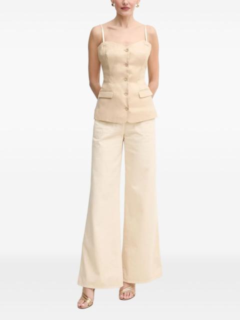 GUESS USA button-front linen-blend top