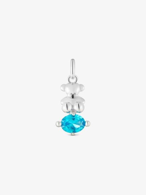 TOUS Small silver bear motif Pendant with lab-grown blue sapphire Bold Bear LGG