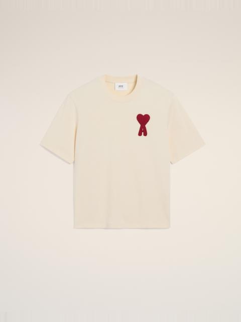 AMI Paris BEIGE COTTON AMI DE COEUR PATCH T-SHIRT