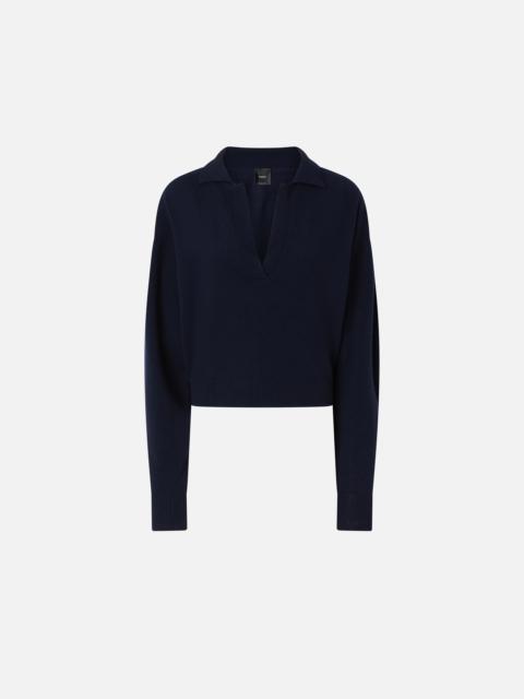 PINKO SHORT CASHMERE-BLEND SWEATER WITH COLLAR